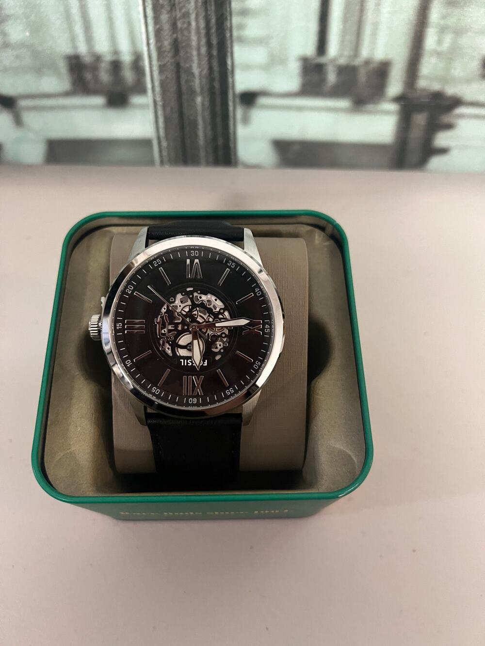 Fossil BQM7127 Flynn Black Leather Skeleton Men's Watch